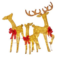 3 Piece Reno Reindeer LED Christmas Decoration Set