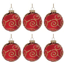 Gold Swirl Glass Baubles (Set of 6)
