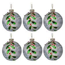 Bejewelled Leaf & Berry Glass Baubles (Set of 6)