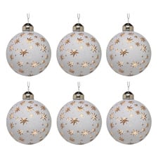 Gold Stars Glass Baubles (Set of 6)