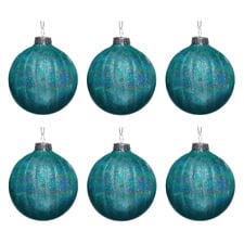 Teal Glass Baubles (Set of 6)