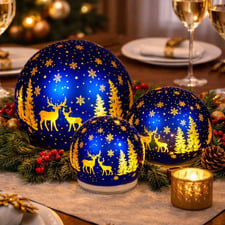 3 Piece Silva Rotating Spheres Christmas Ornament Set