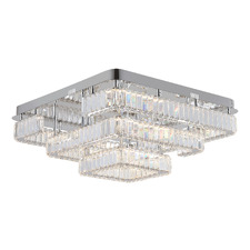 Brio Iron & Crystal Square LED Flush Mount Ceiling Light