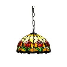 Decorative Tulip Style Stained Glass 1 Light Ceiling Pendant