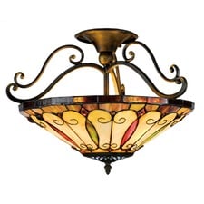 Felice Imperial Bronze 2-Light Semi-Flush Tiffany Ceiling Light
