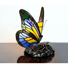 Tiffany Blue Butterfly Accent Table Lamp