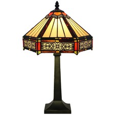 Tiffany Six-Sided Style Stained Glass Table Lamp