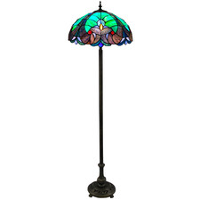Green Victorian Tiffany Stained Glass Floor Lamp