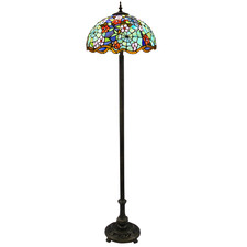 Floral Stained Tiffany Glass Floor Lamp