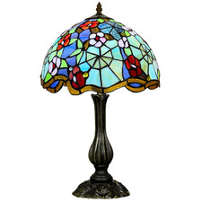 Floral Stained Tiffany Glass Table Lamp
