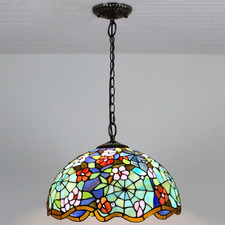 Floral Style Tiffany Stained Glass Pendant Light