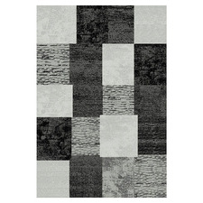 Grey & Black Gingham Beantown Power-Loomed Rug