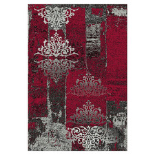 Red & Grey Column Beantown Power-Loomed Rug