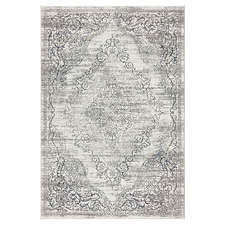 Grey Damask Glamour Power-Loomed Rug