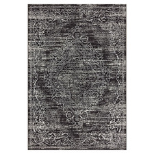 Black Damask Glamour Power-Loomed Rug