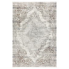 Cream Damask Glamour Power-Loomed Rug