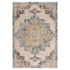 Beige & Blue Coulee Power-Loomed Rug