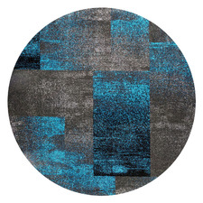 Blue & Grey Block Aslan Round Rug