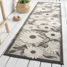 Silver Bethany Floral Indoor/Outdoor Runner