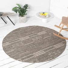 Beige Nually Flat Weave Indoor/Outdoor Round Rug