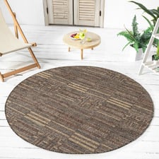 Brown Nually Flat Weave Indoor/Outdoor Round Rug