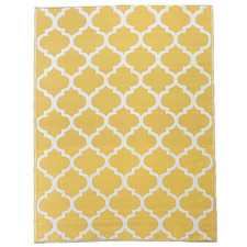 Yellow & White Trellis Power-Loomed Outdoor Rug