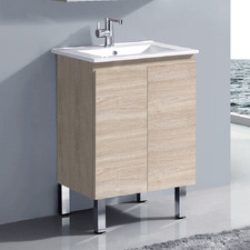 Aurora 600mm Oak Freestanding Slim Single Vanity
