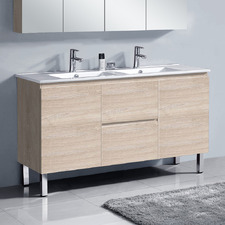 Vitrus 1500mm Oak Freestanding Double Vanity with Ceramic Countertop