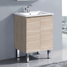 Vitrus 600mm Oak Freestanding Single Vanity with Ceramic Countertop