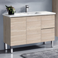 Vitrus 1200mm Oak Freestanding Single Vanity with Stone Countertop & Undermount Basin