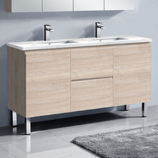 Vitrus 1500mm Oak Freestanding Double Vanity with Stone Countertop & Undermount Basin