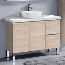 Vitrus 1200mm Oak Freestanding Single Vanity with 50mm Stone Countertop & Basin