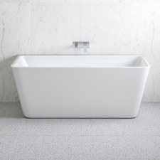 Cubiz Gloss White Acrylic Back to Wall Bath