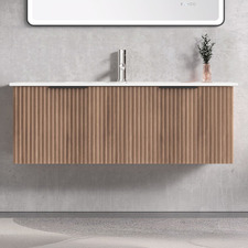 Reedon 1200mm Woodgrain Wall Hung Single Vanity with Ceramic Countertop
