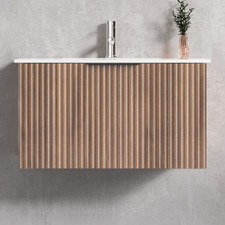 Reedon 750mm Woodgrain Wall Hung Single Vanity with Ceramic Countertop