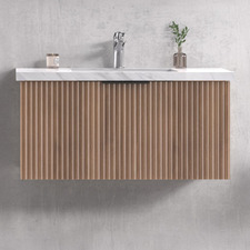 Reedon 900mm Woodgrain Wall Hung Single Vanity with 50mm Stone Countertop