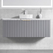 Boardwalk 1200mm Matte Grey Wall Hung Single Vanity with 50mm Stone Countertop