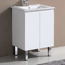 Virtus 600mm Gloss White Freestanding Single Vanity