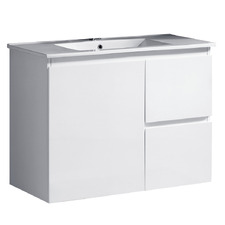 Virtus 900mm Gloss White Wall Hung Single Vanity