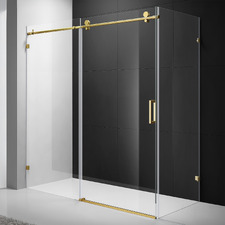 Palisade Brushed Gold Frameless Shower Screen Enclosure
