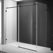 Palisade Matte Black Frameless Shower Screen Enclosure