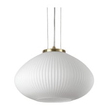 Plisse Steel & Opal Glass Pendant Light