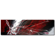 Abstract Canvas Painting in White and Red