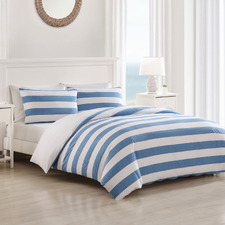 Blue Awning Stripe Cotton Quilt Cover Set
