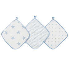 Aden & Anais 3 Piece Stars Cotton Muslin Washcloth Set