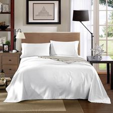 White Striped Chambray 1200TC Cotton Sheet Set