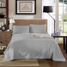 Silver Grey Striped Chambray 1200TC Cotton Sheet Set