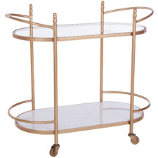 Gold and Faux Marble Constance 2 Tier Bar Cart