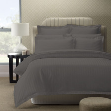 Charcoal Grey Striped Damask 1200TC Quilt Cover Set