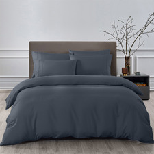 6 Piece Charcoal Bamboo & Microfibre Quilt Cover & Fitted Sheet Set